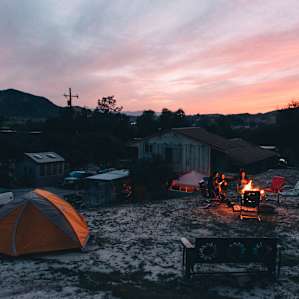 tent people campfire