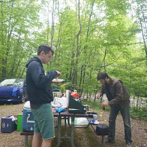 Campsites include picnic tables and ample parking space for up to three cars