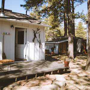 The back deck + yard