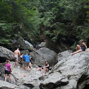Bingham Falls can get kind of busy on a hot summer afternoon.