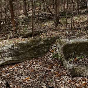 Natural rock formations line the path of the creek, making excellent natural chairs or fire-pits.