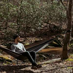 Trees line the edge of the creek, making for perfect hammock areas and shade for hikes.