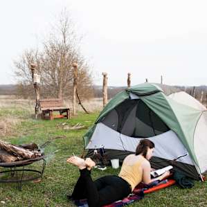 Relaxing at camp.