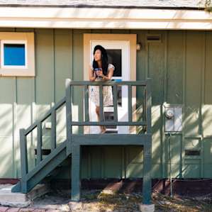 Miya on the side porch (directly off the kitchen)