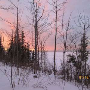 lake superior winter sunset