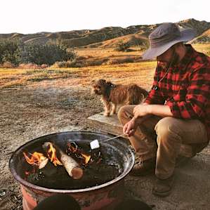 Roasting some Mallows w/ our dog Pudge.