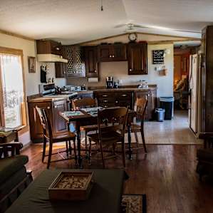 The cottage is cozy and full of light.