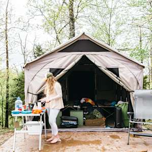 Each tent has it's own deck, and we were provided with a table to make our food.