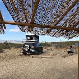 A bar and a tent in the desert