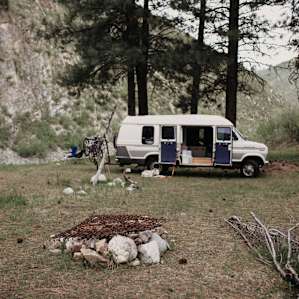 Views of the fire pit and where we decided to park the van