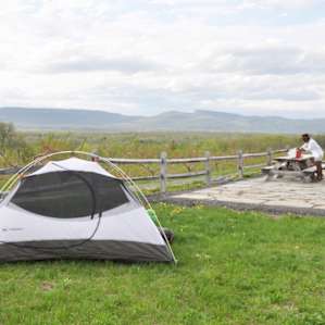 tent people picnic table