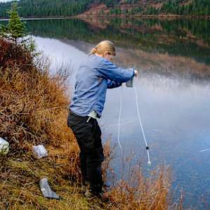 Filtering water at Juneau Lake