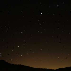 Night sky looking back towards the hills