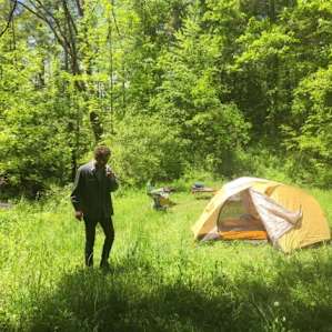 campsite by the pond