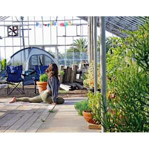 Morning yoga bliss in the green house!
