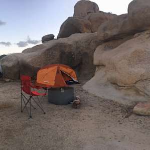 Nestled in among the rocks.
