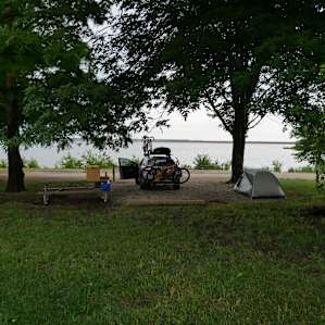 Our tent campsite by the water.
