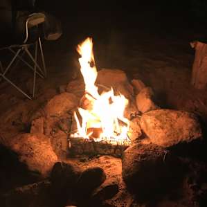 relaxing fire, after a day of hiking!