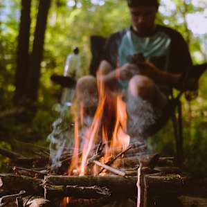 We used the smaller fire pit farther back in the camp, it was the perfect size for a nice cooking fire.