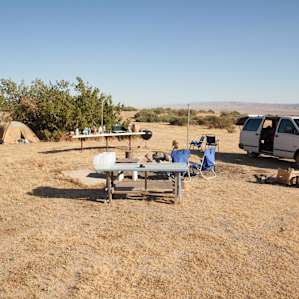 Wide shot of the camp
