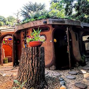 Hobbit Cobin: (LtoR) bathroom, bedroom, kitchenette