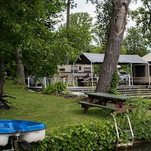 View of the yurt and property from one of the docks
