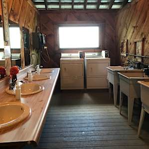 mirrors and sinks, washing basins, and laundry dryers!
