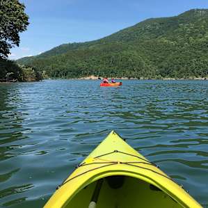 Rented kayaks from the marina for a day of exploring on the lake.