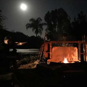 Firepit next to pond