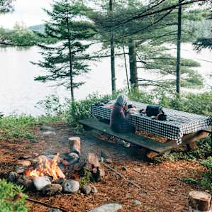 people campfire picnic table