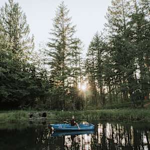 Paddling at sunset