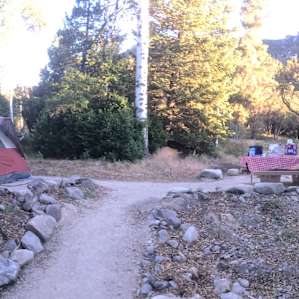 Great space for a tent (out 8 man was a little snug). Nice picnic table and fire pit with grill.