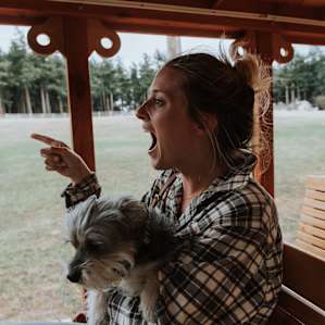 Watching the deer on the train ride!