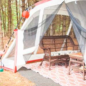 Tented area that's great to hang out in when you're not in the camper.