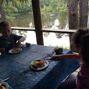 Breakfast on the porch.