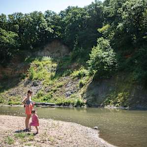 The Middle Raccoon River and the namesake white rock cliffs.