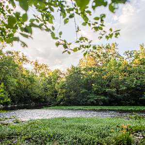 Relaxing by the river is a great way to unwind after a day of hiking in the nearby Smoky Mountains.