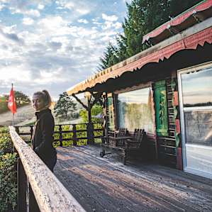 The deck overlooking the mountains beyond. The perfect place to enjoy dinner or coffee in the morning