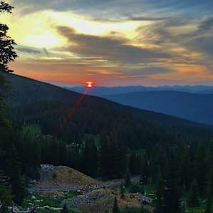 View of the sunrise from the cabin.
