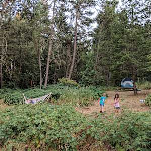 Playing bocce ball, and lounging in the hammock. Lots for the kids to do!