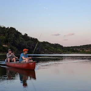 We did plenty of fishing from the shore, but we caught some of our largest fish out on the canoe in the deeper parts of the river.