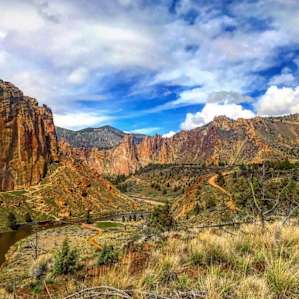 Smith Rock as viewed from the RV/Bus parking lot