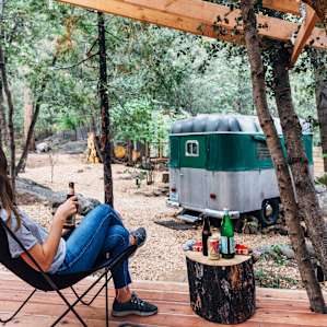Hanging out at camp with the provided San Pellegrino and La Croix! Village Market few minutes down the road in town has a great beer selection too.