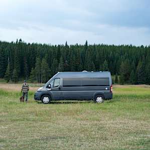 So happy to find a flat and peaceful spot for the van