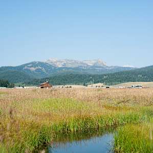 Buttermilk Creek runs through the ranch while Lion's Head Mountain watches above