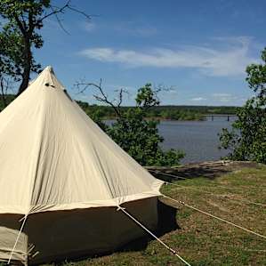 Bluff-side campsite.