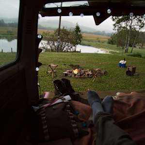 Campsite #1 - Pondside in the landcruiser