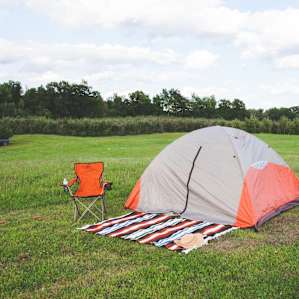 Setting up my tent on the top of the Stonehenge site!