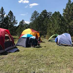 Tent city next to the cabin