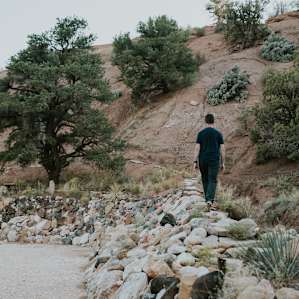 The entire property is filled with rock pathways and fun nooks to go walking/hiking around.
